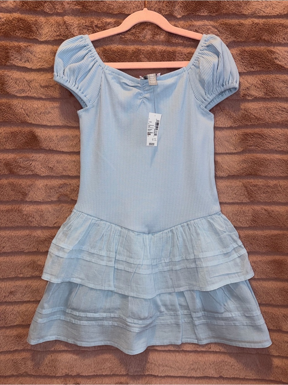 The Children's Place Light Blue Puff-Sleeve Tiered Dress